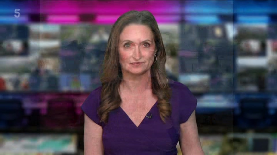 Broadcast still at 2m. 5, 5 News at Lunchtime, 1 July 2026.